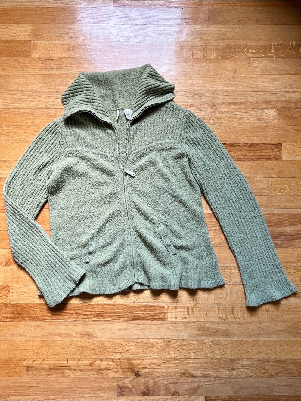MOTH from Anthropologie Zip-Front Y2K Sweater in Sage Green size L
